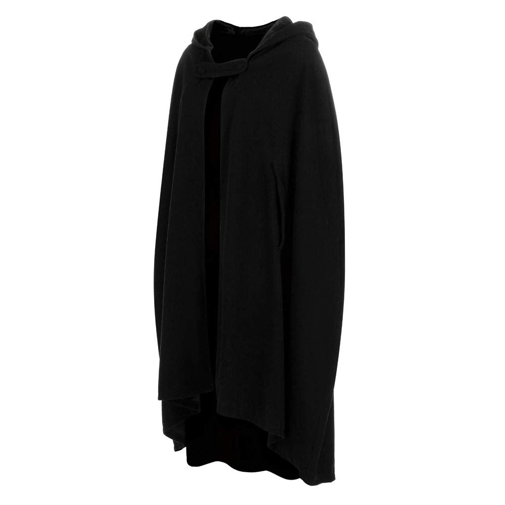 Cape Women Autumn Winter Maxi Loose Coat Poncho Cape Knit Coat Long Cardigan Trenchcoat Outwear Cardigan Medieval Vampire Witch Gothic Cosplay Halloween Costume Robe with Hood.