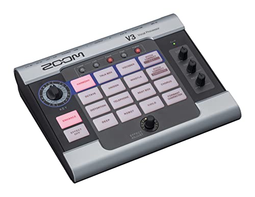 ZOOM V3 Vocal Processor - effects unit for enhancing vocals, voices, and speech, for recording and streaming, podcasts, videos, and content optimization, black & silver.