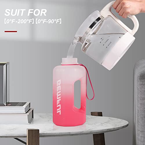 GEMFUL Sports Water Bottle 2.2 Liters Large Gym Training Bottle with Handle BPA Free with Time Markings for Fitness Yoga Camping