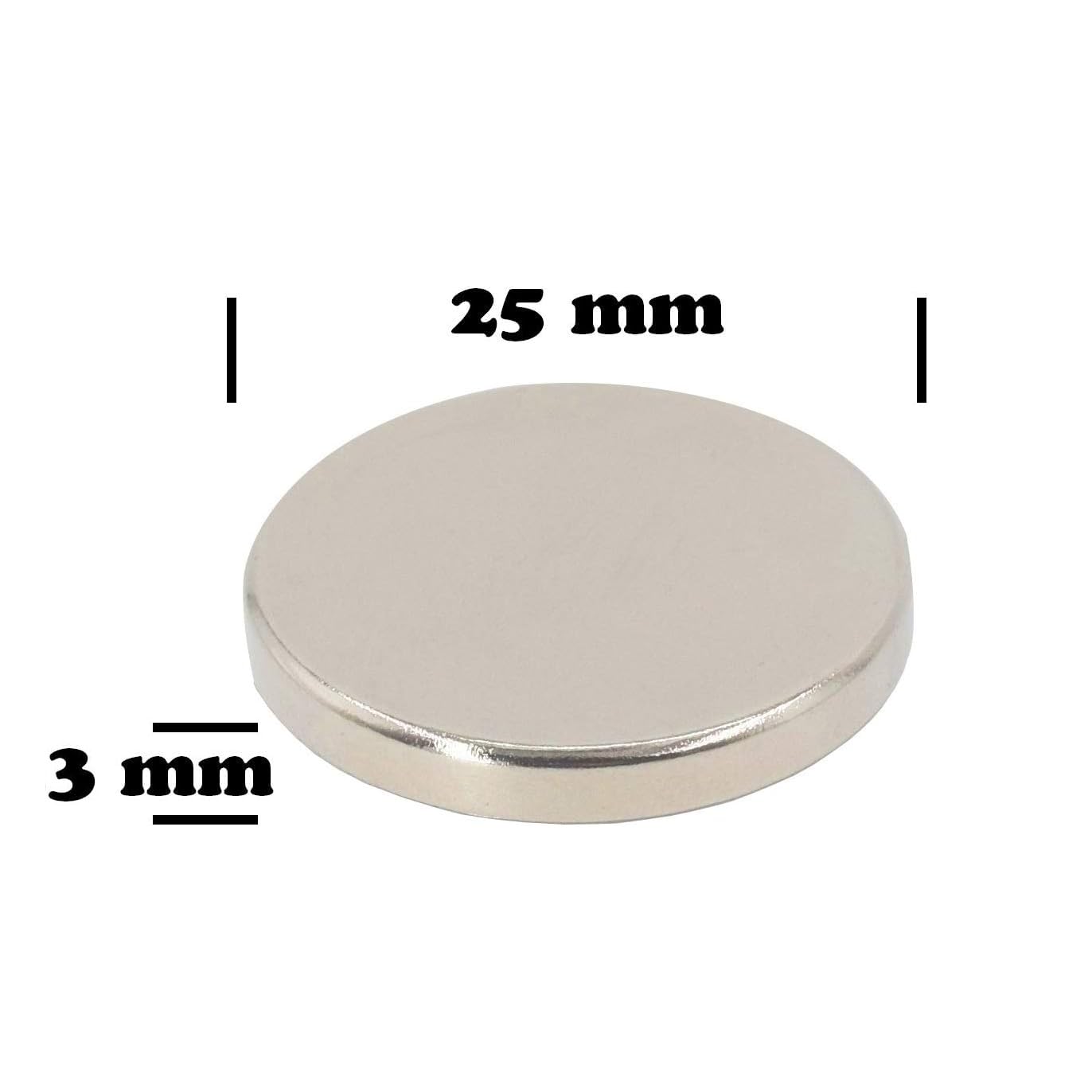 Magnetpro 12 Pieces Disc Magnets 6 KG Force 25 mm Diameter x 3 mm Thick