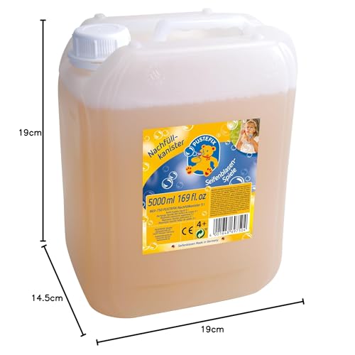 PUSTEFIX - 420869750 Refill canister I 5 l bubble solution I Colorful bubbles I Bubble fun for weddings, children's birthdays, summer parties I Colorful bubbles for kids & adults