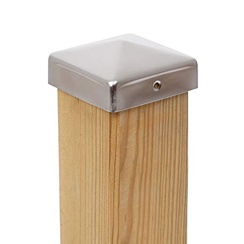 5 x Stainless Steel Pyramid Fence Post Cap 91 x 91 mm