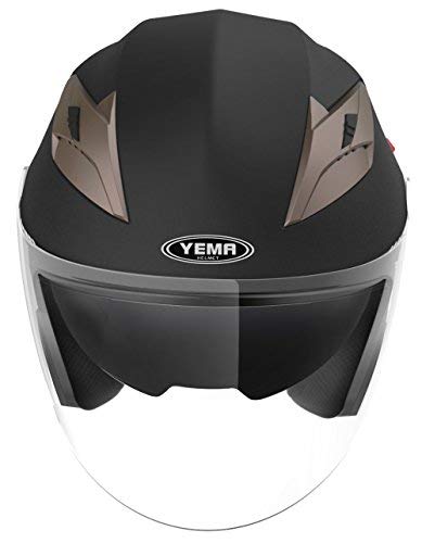 Jethelm, scooter helmet, crash helmet, chopper helmet - YEMA YM-627 motorcycle helmet ECE with double visor sun visor for women men adults-Black Matt-XL