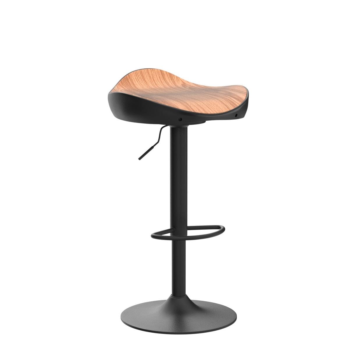 Kidol & Shellder Bar Stool Set of 2 360° Swivel and Height Adjustable Modern Kitchen Counter Hydraulic Armless Wood Grain...