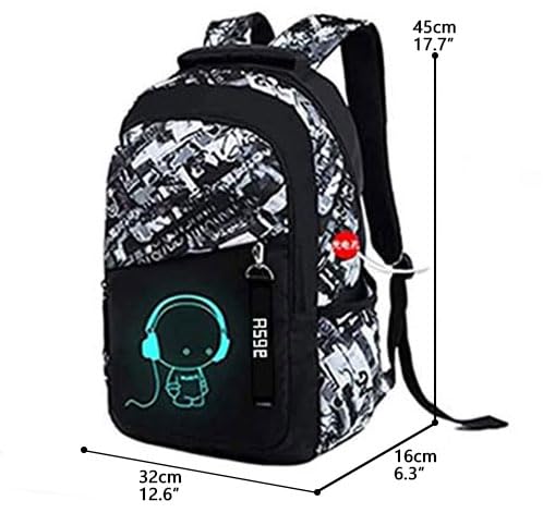 Asge 128-1 Oxford Fabric School Backpack for Boys Schoolbag Print Backpack Teenagers Schoolbag Outdoor Reflective Daypack, Gray, M