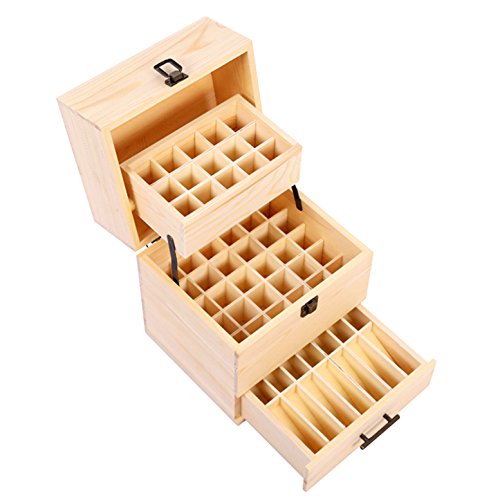 CHSEEA Essential Oil Display Stand Holder Organizer, 59 Holes Wooden Box Storage Case for Nail Polish, Perfume Oils, Essential Oils, Stain, and Lipstick #4
