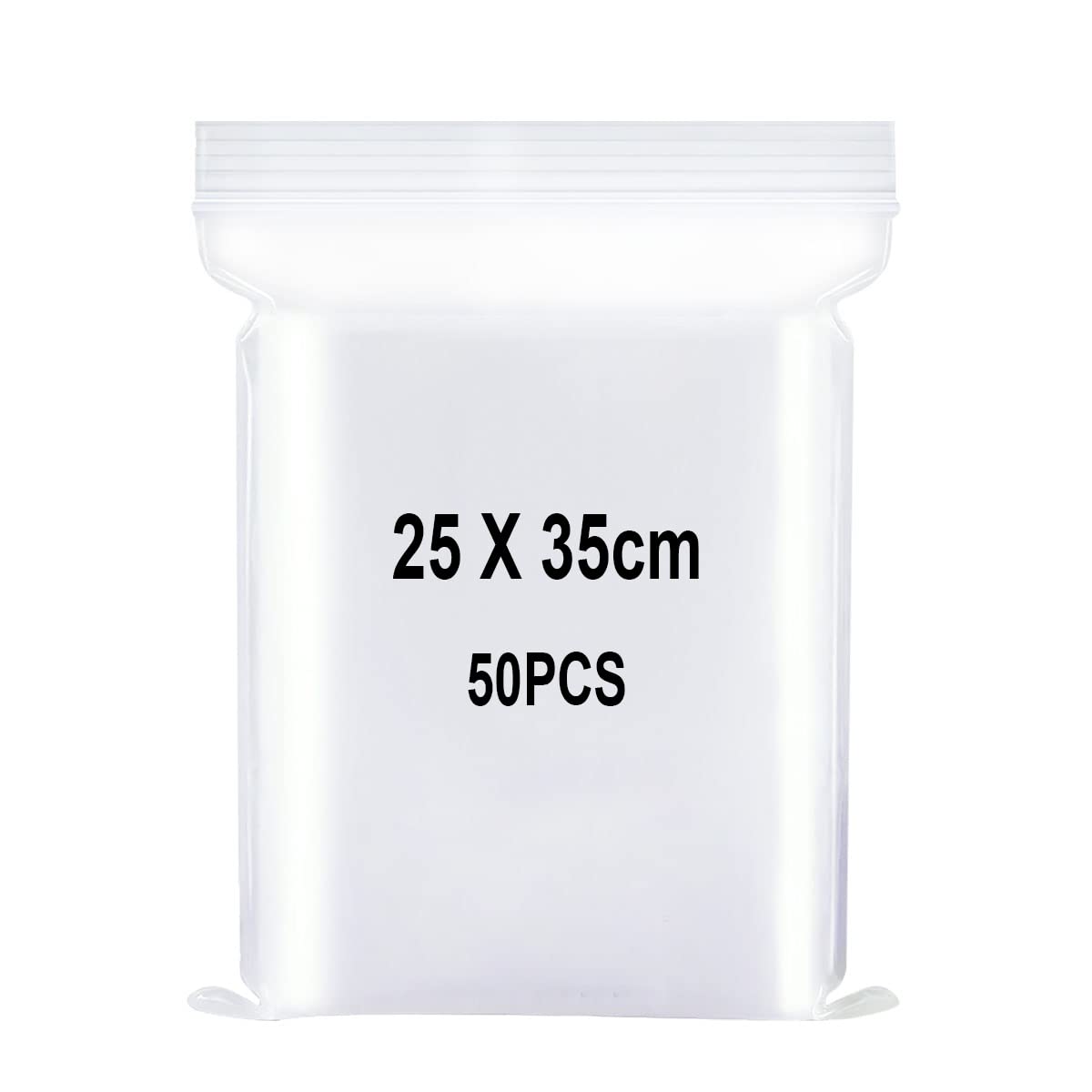 Ziplock bags, Resealable plastic bags, Large zip bags, Reclosable plastic bags, Thick and durable, Suitable for crafting, clothing storage, etc. 25x35cm 50 pieces.
