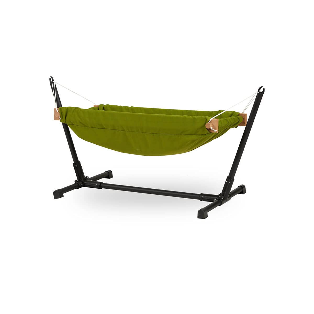 Baby Hammock with Stand. Made from 100% cotton, this travel-friendly baby hammock comes with a wooden swing stand for your little one to rest and play comfortably.