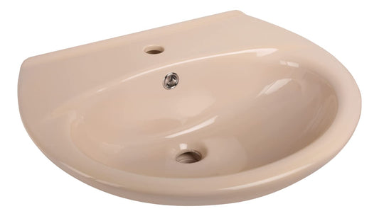 aquaSu® Washbasin 60 cm | Semi-circular ceramic sink | Bathroom color Bahmababeige | Width 60 cm | Depth 50 cm | Basin with overflow protection | Nostalgic bathroom | 56132 7
