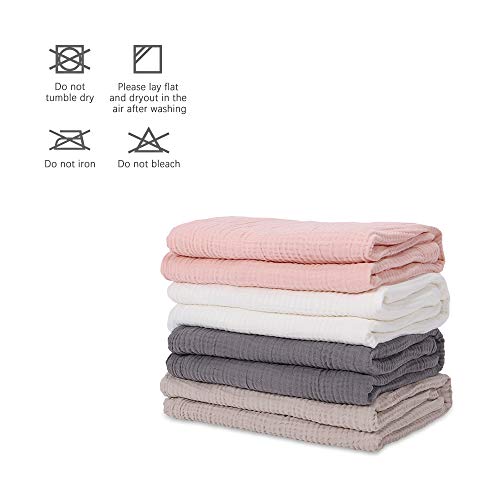 EMME Muslin Blanket, 100% cotton, 4-layered, bedding for adults and babies, 55" x 75", light, soft, breathable, all-season blanket, solid, pre-washed, grey.