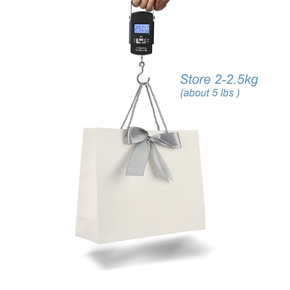 Gift bags with silver ribbon, luxurious gift bags for birthday, wedding, party, bridesmaid, bridal party, 32 x 24.9 x 9.9 cm, white, 8 pieces.