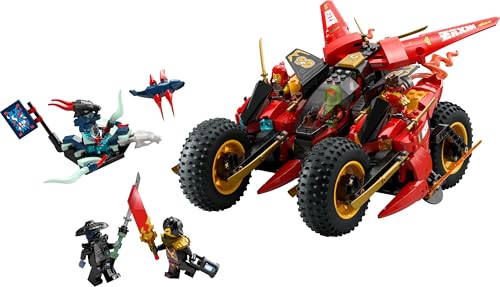 LEGO NINJAGO Ninja Action Speeder - 3-in-1 toy with 2 Ninja bikes, 1 jet, and 6 minifigures, including Kai and Frak - Rise of the Dragons gift for boys aged 8 and up - 71844