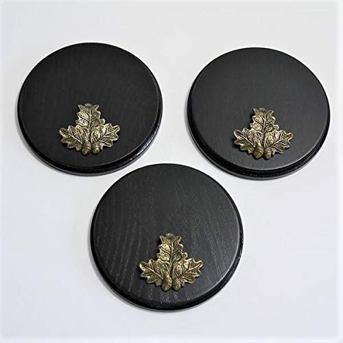 3-piece boar shield boar board weapon board trophy shield round dark AF 15 cm with 3 x oak leaf cover