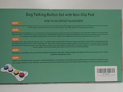 WHATOOK Dog Buttons Communication for Cat Dog, Buzzer with Recording Function, 4-Pack Recordable Training Sound Pad for Dogs Kids Press for Interaction, Games to Communicate and Speak
