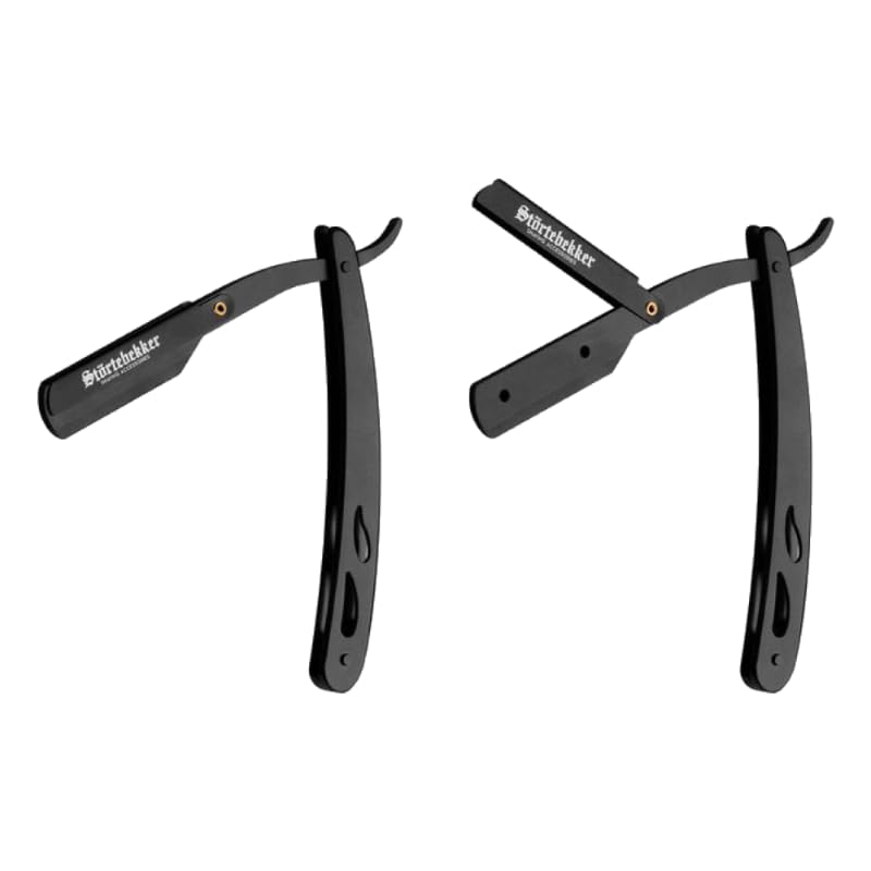 Störtebekker® Premium Straight Razor Set Black in handcrafted leather case (Café) - with shaving brush, shaving bowl, shaving soap, alum stone, and razor blades - high-quality wet razor shaving set