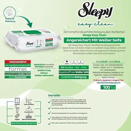 600x Sleepy cleaning wipes with bleach additives - Extra strong against stains - 6 varieties - Floor, kitchen, bathroom - Surface cleaning set