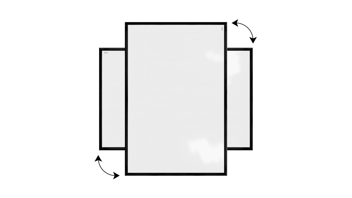 ALLboards Whiteboard with black frame 90x60cm Magnetic Whiteboard, Dry Erasable