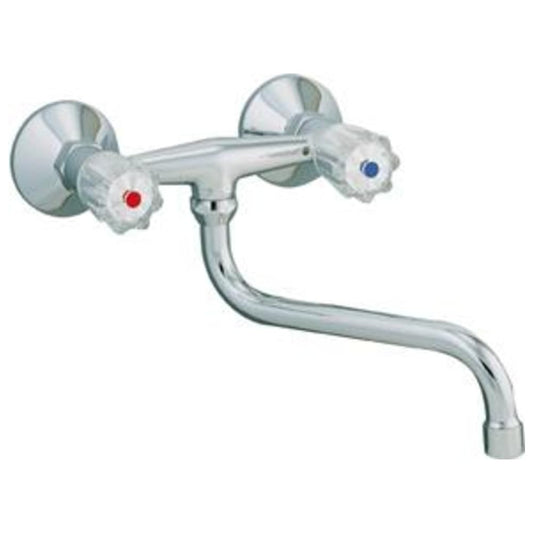 aquaSu® Wall-mounted Two-handle Mixer Standard Plus | Kitchen tap with swivel S-spout | Mixing tap for sink | Sink mixer tap | Wall mounting | Chrome | 77862 6