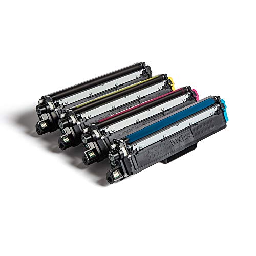 Brother TN-243CMYK Original Toner Cartridge prints up to 1000 pages, in cyan, magenta, yellow, and black. 1 pack.