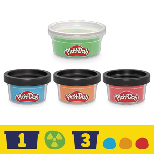 Play-Doh Marvel Hulk Smash & Squeeze Fun, action figure and 3 x 28g cans and 1 x 56g can, dough press and molds, creative fun for kids ages 3 and up.
