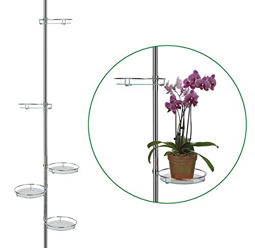 Telescopic Flower Rack (4 Levels) - Telescopic Flower Stand (vertical) made of metal and glass, outdoor flower ladder, metal flower stairs, plant stand for garden or balcony flower shelf.
