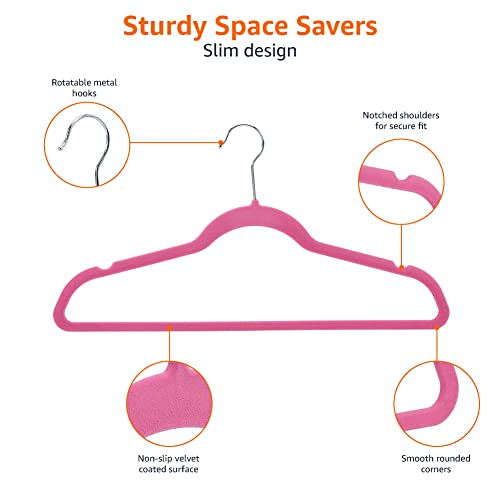 Amazon Basics - Suit Hangers, Flocked, Pink, 30 Pack