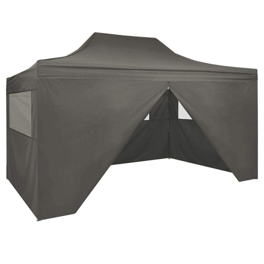 Festnight Pop-Up Canopy with 4 Sidewalls | Party Tent | Garden Tent | Garden Pavilion | Event Tent | Event Pavilion | Anthracite Oxford 3 x 4.5 m
