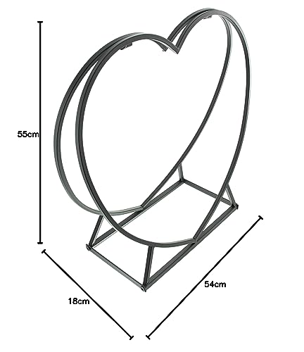 FRANK FLECHTWAREN fireplace log holder in heart shape, fireplace wood holder, fireplace log basket, heart shaped fireplace wood rack, wedding gift, romance, Valentine, 55 x 18 x 54 cm.