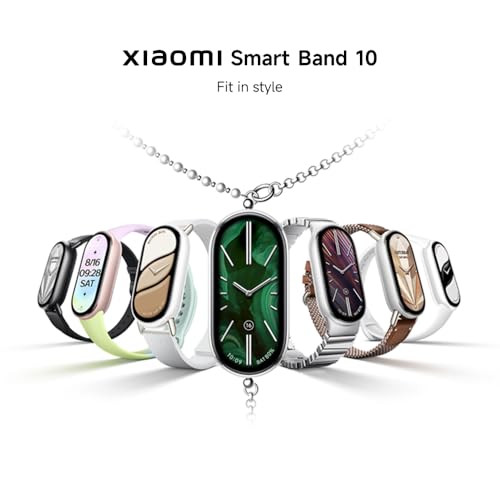 Xiaomi Smart Band 10, Smart Watch, Fitness Tracker, 1.72" AMOLED display, 21-day battery life, 5ATM water resistance, SPO2 & heart rate monitoring, sleep tracking, 150+ sports modes, Ceramic Edition Pearl White.