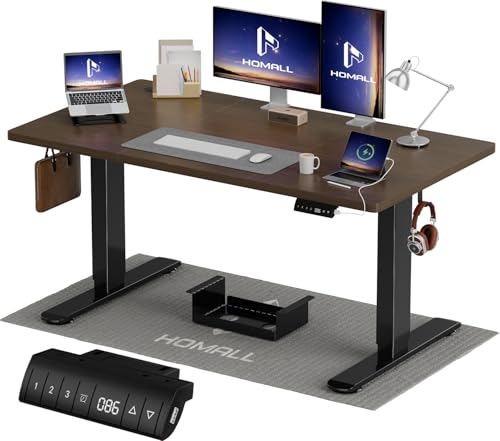 Homall Adjustable Standing Desk 120x60 cm, Electric Desk with Four-piece Tabletop, Computer Desk with Memory Function, Standing Desk