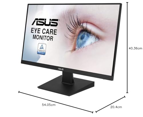 ASUS Eye Care VA24EHE - 24 inch Full HD Monitor - Frameless, Flicker-Free, Blue Light Filter, FreeSync - 75 Hz, 16:9 IPS Panel, 1920x1080 - DVI, HDMI, D-Sub
