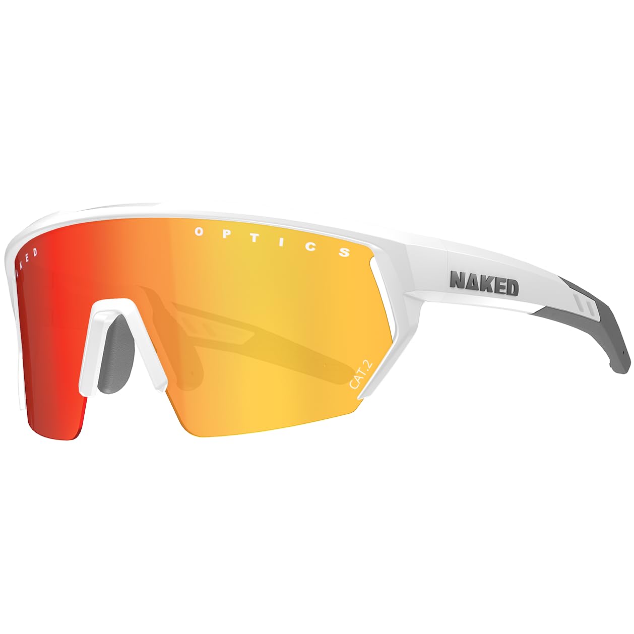 NAKED Optics BLADE Sports Glasses for Men, Women's Cycling Glasses, Sport Sunglasses with UV400 Protection, Quick Glasses, Road Cycling Glasses, Running Glasses, TR90 Frame (White (Red Lens))