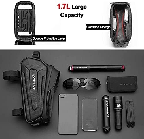 ROCKBROS bike frame bag handlebar bag water resistant phone pouch for smartphones up to 6.8 inches with TPU sensitive touchscreen for mountain bikes, road bikes, ebikes