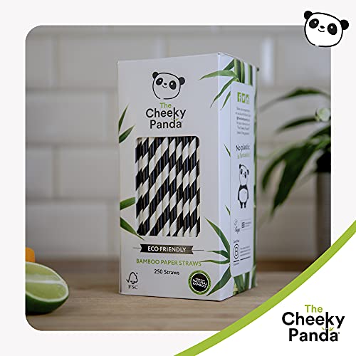 The Cheeky Panda - Bamboo Straws - 24x 250 pieces - Color: Black/White - Eco-friendly & biodegradable drinking straws - Perfect for drinks, cocktails & smoothies.