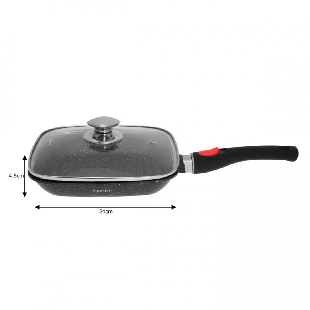 KING HOFF non-stick grill pan with marble coating and removable handle (24cm)