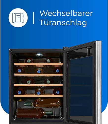 Exquisite wine cooler WS1-24-GTE-030G black | 66 l capacity | Black | Wine | Cooling | Wooden shelves | Display | LED light