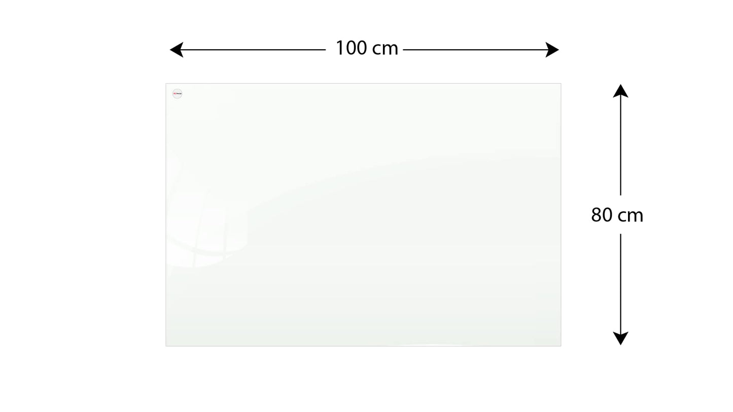 ALLboards Glassboard Magnetic White 100x80cm, Frameless, Glass Writing Board, Magnetic Board, Tempered Glass