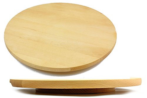 Lazy Susan: round, rotating wooden serving platter for cakes and pizza, 50 cm in diameter.