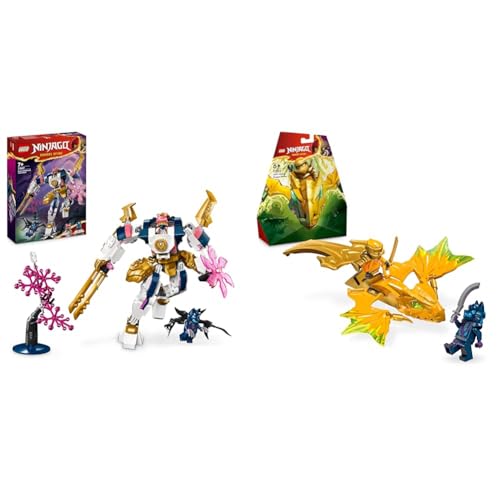 LEGO NINJAGO Sora's Techno Mech, action figure toy for kids & NINJAGO Arin's Dragon Glider, ninja set with dragon toy