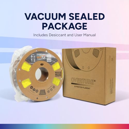 OVERTURE Silk PLA filament, 1.75mm diameter, 1kg (2.2lbs) spool, dimensional accuracy within +/- 0.02mm, for 3D printers (Silk Yellow)