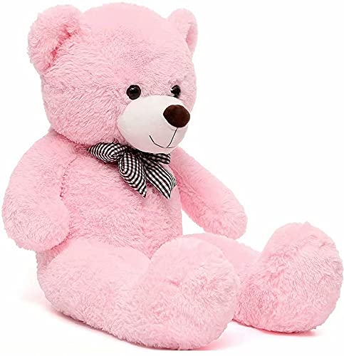SNOWOLF 110cm Giant XXL Teddy Bear Cuddly Bear 110cm Soft Toy Large Plush Bear with Bow (1.1m, Pink)