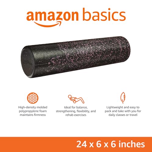 Amazon Basics - High-Density Foam Fitness Roller, Round, 60 cm, Purple Speckled