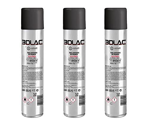 3DLAC spray adhesive for perfect adhesion on the 3D printer print bed, 3x 400ml