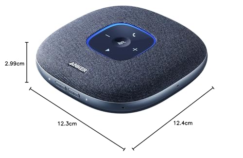 Anchor PowerConf S3 Bluetooth speakerphone features 6 mics, improved voice pickup, 24-hour call time, app control, Bluetooth 5, USB C, and compatibility with popular platforms. Ideal for home offices.