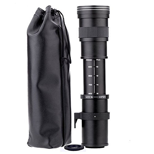 JINTU 420-800mm f/8.3 telephoto lens, EF manual zoom lens for Canon SLR 90D 80D 4000D 2000D 1500D 1300D 1200D 850D 800D 750D 600D 500D 250D 60D 70D 50D 5D 1D 7D.