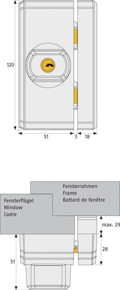 ABUS window additional security FTS96 - window lock with locking mechanism via the knob, different locking - ABUS security level 10 - 11197 - brown