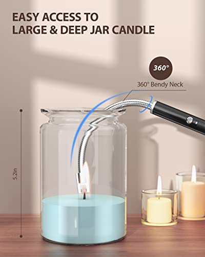 RONXS Arc Lighter, Electric Lighter with Extended Neck, Safety Lock - Candle Gadgets, Type C Rechargeable Plasma Candle Lighter for Kitchen Stove Camping, Fireworks Fireplace