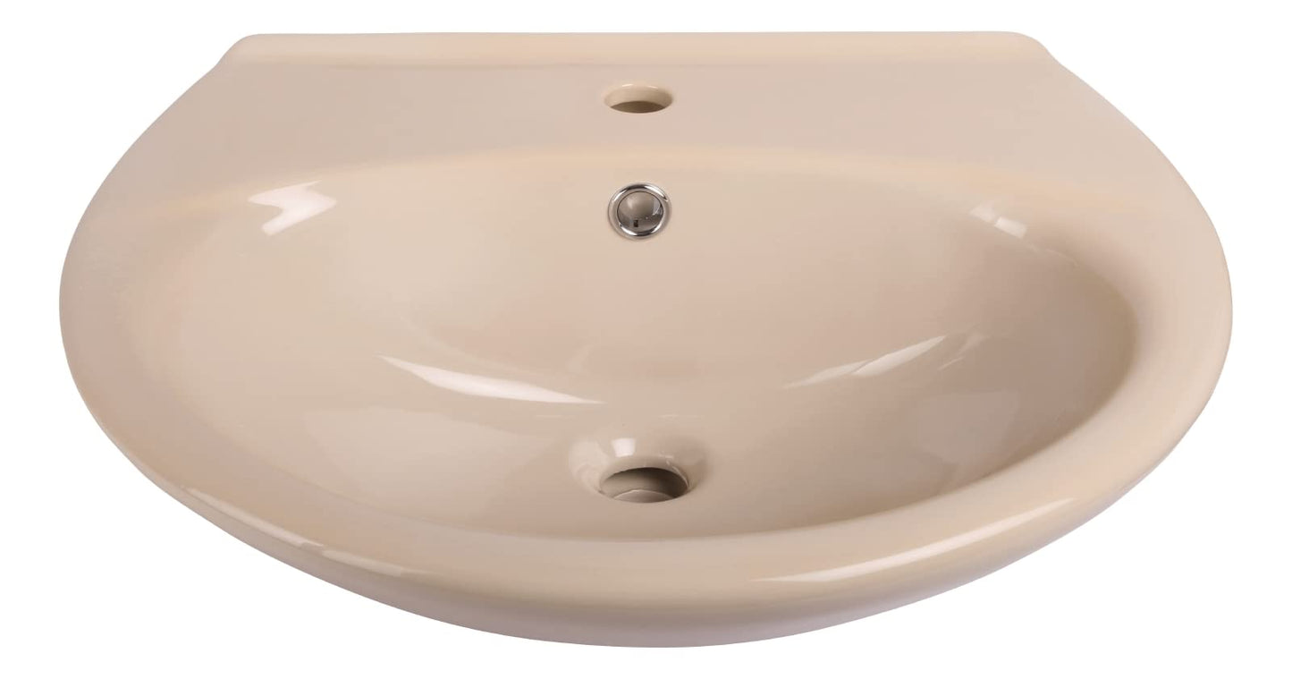 aquaSu® Washbasin 60 cm | Semi-circular ceramic sink | Bathroom color Bahmababeige | Width 60 cm | Depth 50 cm | Basin with overflow protection | Nostalgic bathroom | 56132 7