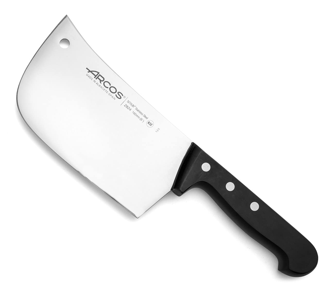 Arcos 160mm bone and meat cleaver - Rectangular stainless steel design with polyoxymethylene handle - Black, Universal Series