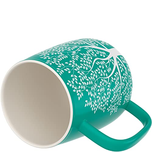 amapodo tea cup with lid and infuser - 600ml porcelain tea mug large - jumbo cup - XXL tea cup set turquoise - plastic-free